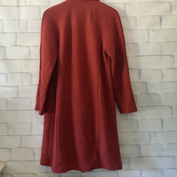 Tahari Wool Blend Open Front Raw
Seams Midi Length Coat Burnt Orange - Size L - Picture 5 of 8